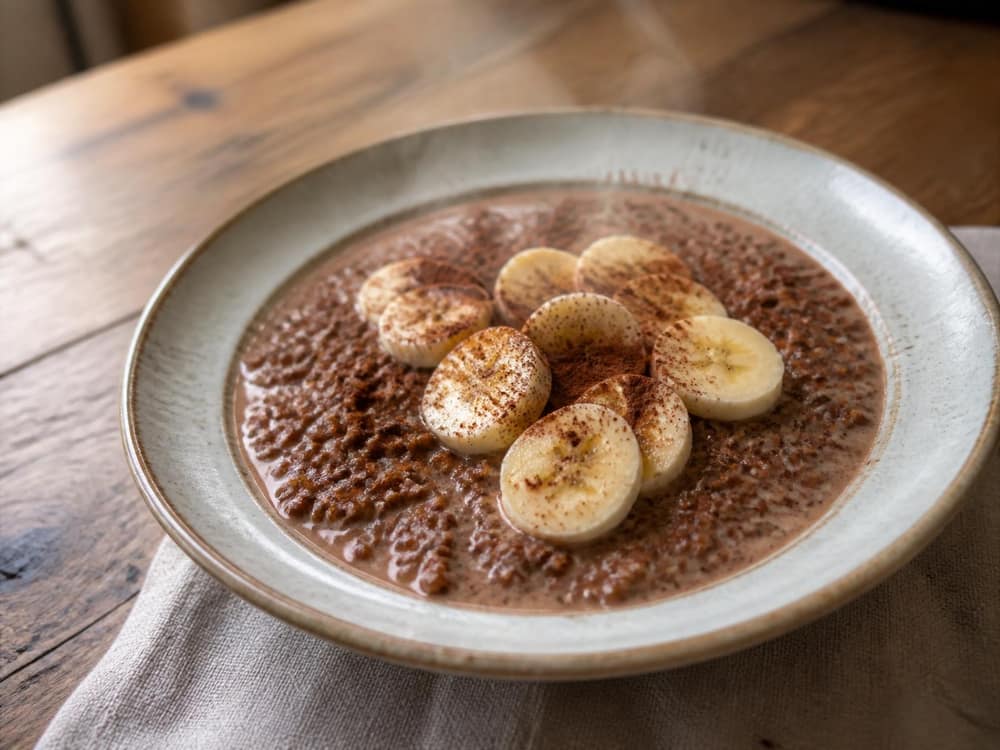 Boekweitpap met banaan en cacao
