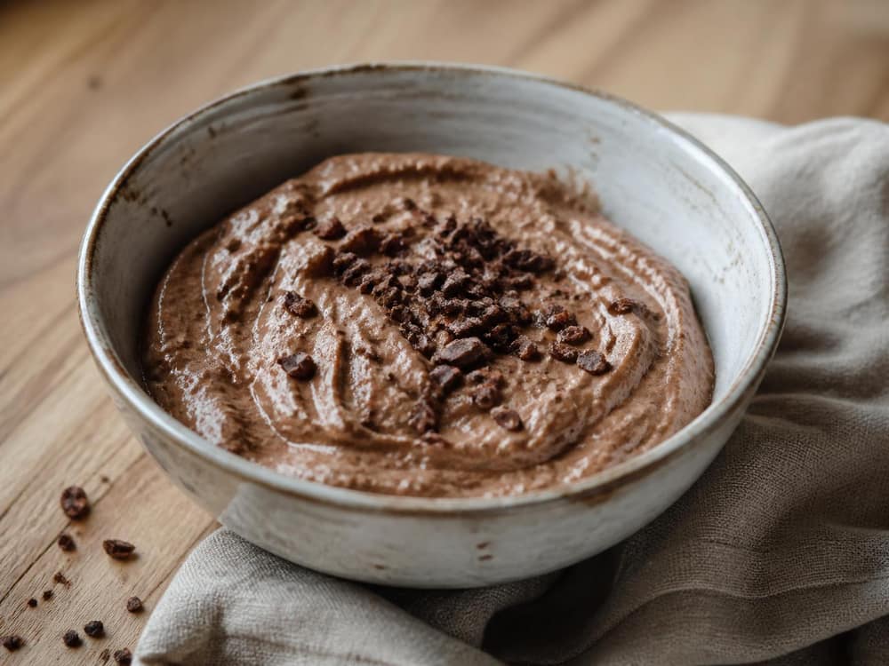 Chocolade-kwarkijs met cacaonibs