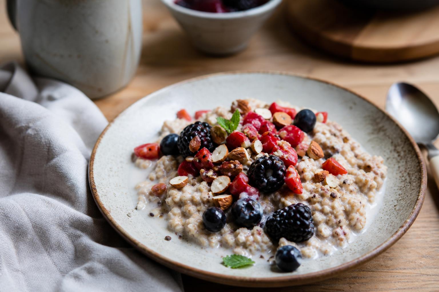 Overnight oats met bessen