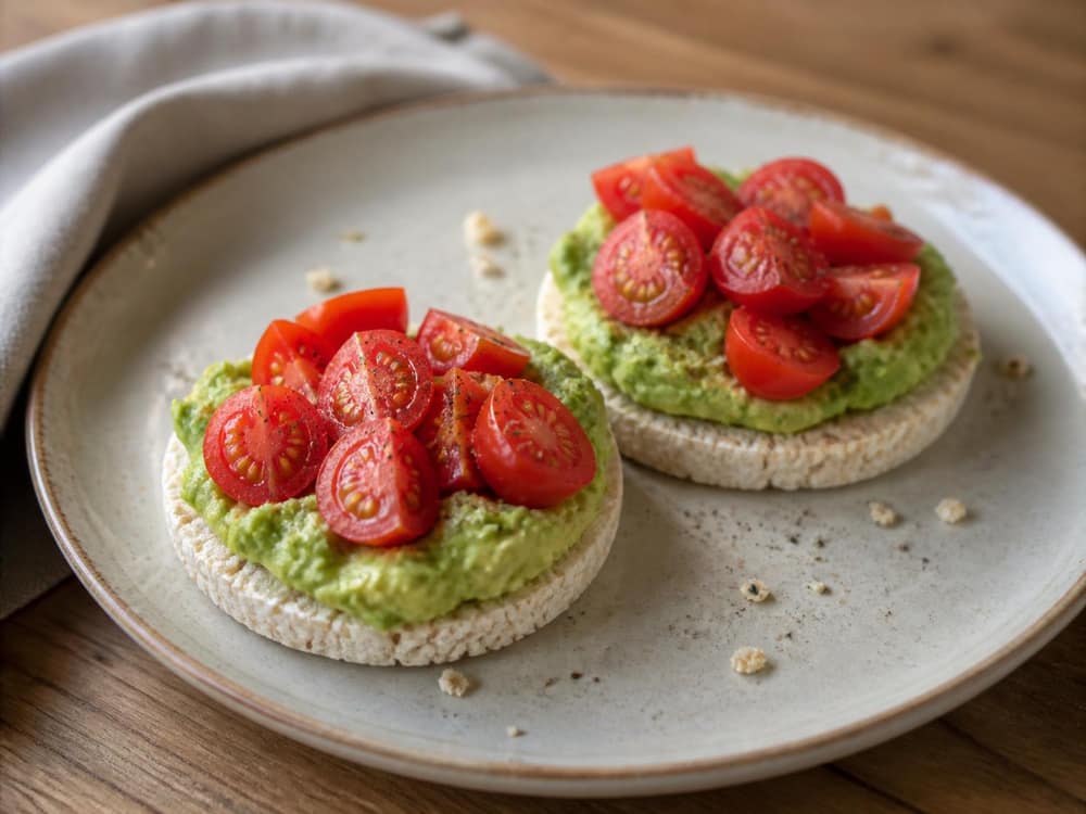Rijstwafel met avocado en cherrytomaat