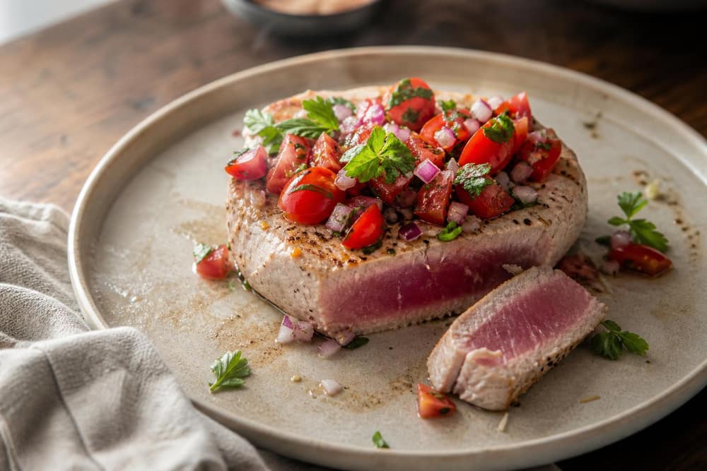 Tonijnsteak met frisse kerstomaat-salsa
